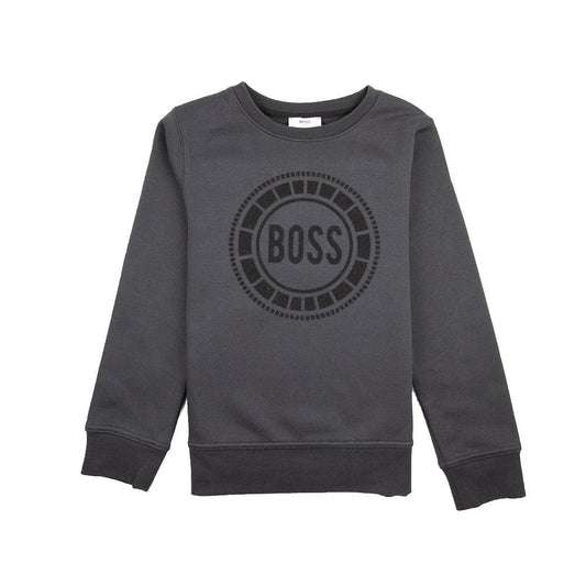 Hugo Boss Kids Sweatshirt Round Logo Dark Grey