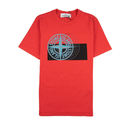 Stone Island Junior Front Compass Reflective T-Shirt Red