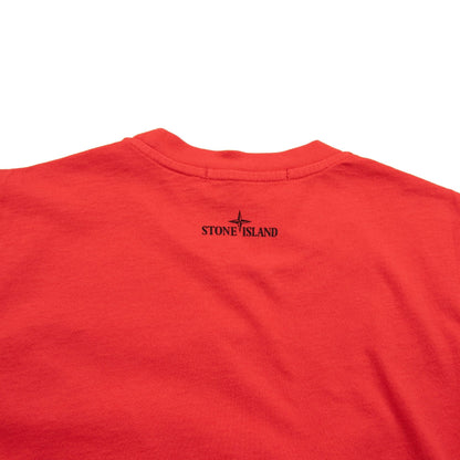 Stone Island Junior Front Compass Reflective T-Shirt Red
