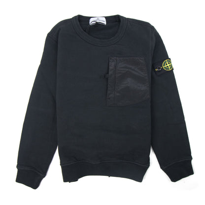 Stone Island Junior Nylon Metal Pocket Sweatshirt Black