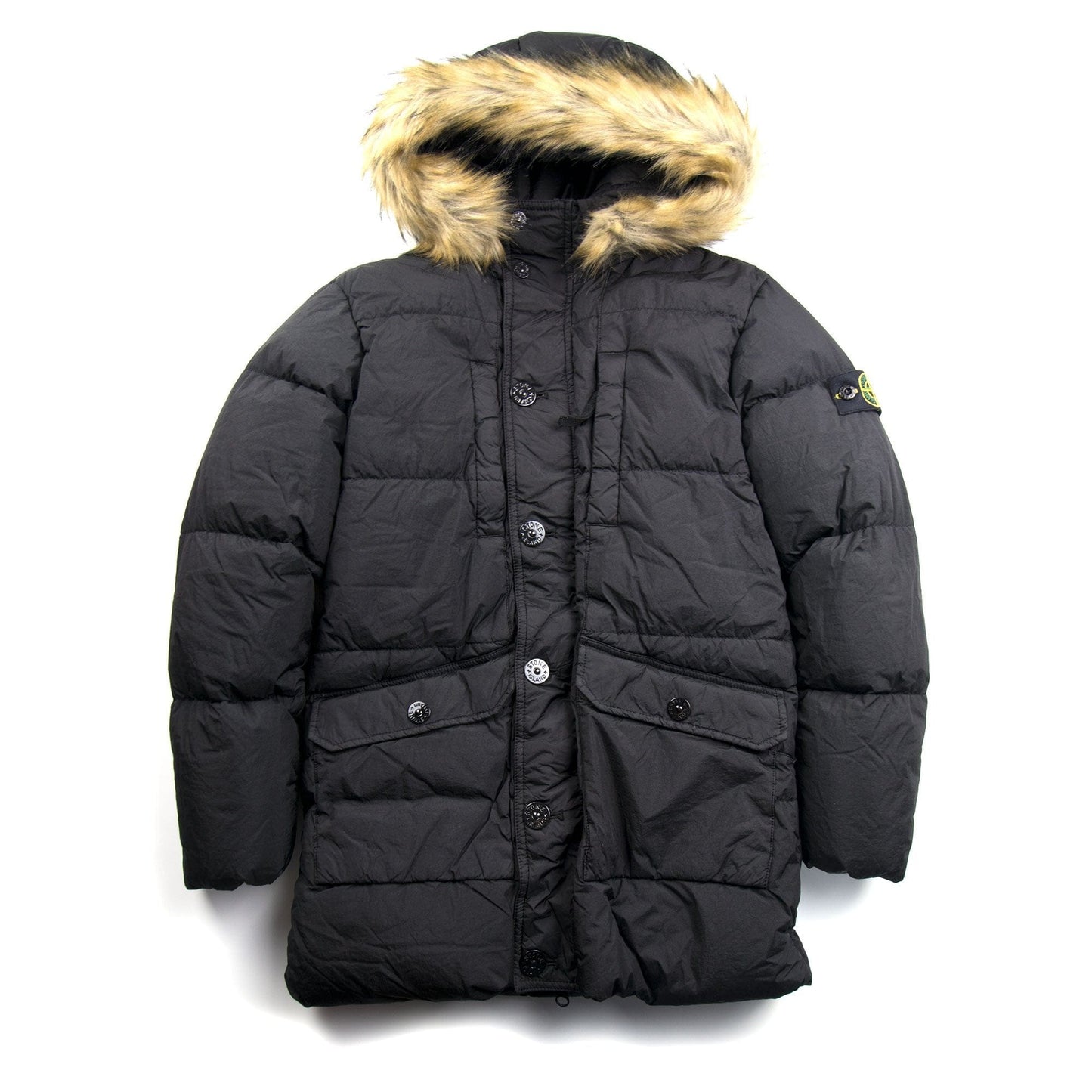 Stone Island Junior Parka Coat Black