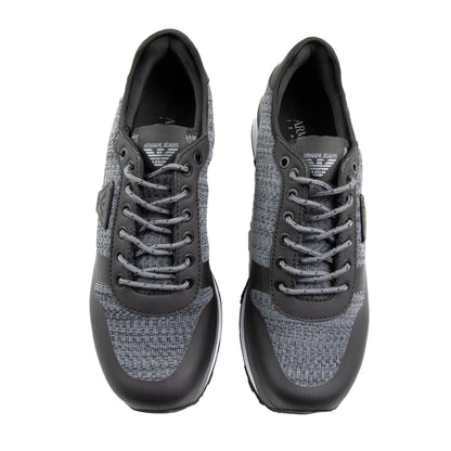 Armani Jeans Knit Trainers Dark Grey