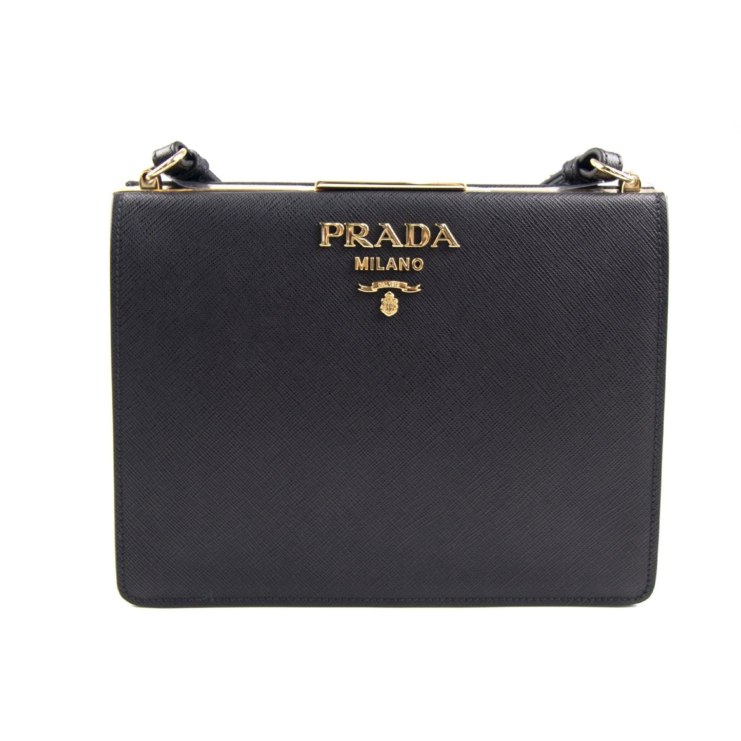 Prada Light Frame Saffiano Leather Bag Black