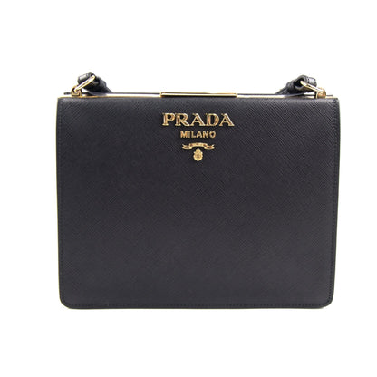 Prada Light Frame Saffiano Leather Bag Black