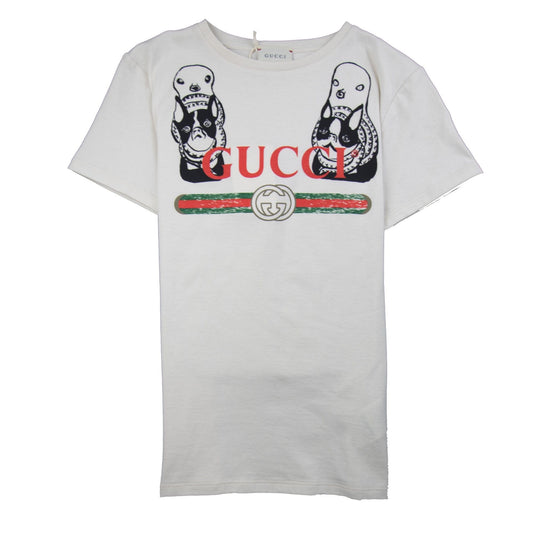 Gucci Junior Band Logo with Dogs T-Shirt White