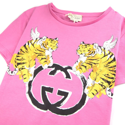 Gucci Junior Winged Tiger GG Logo T-Shirt Pink