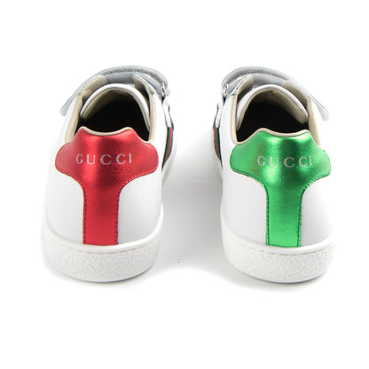 Gucci Junior Ace Leather Velcro Sneaker White