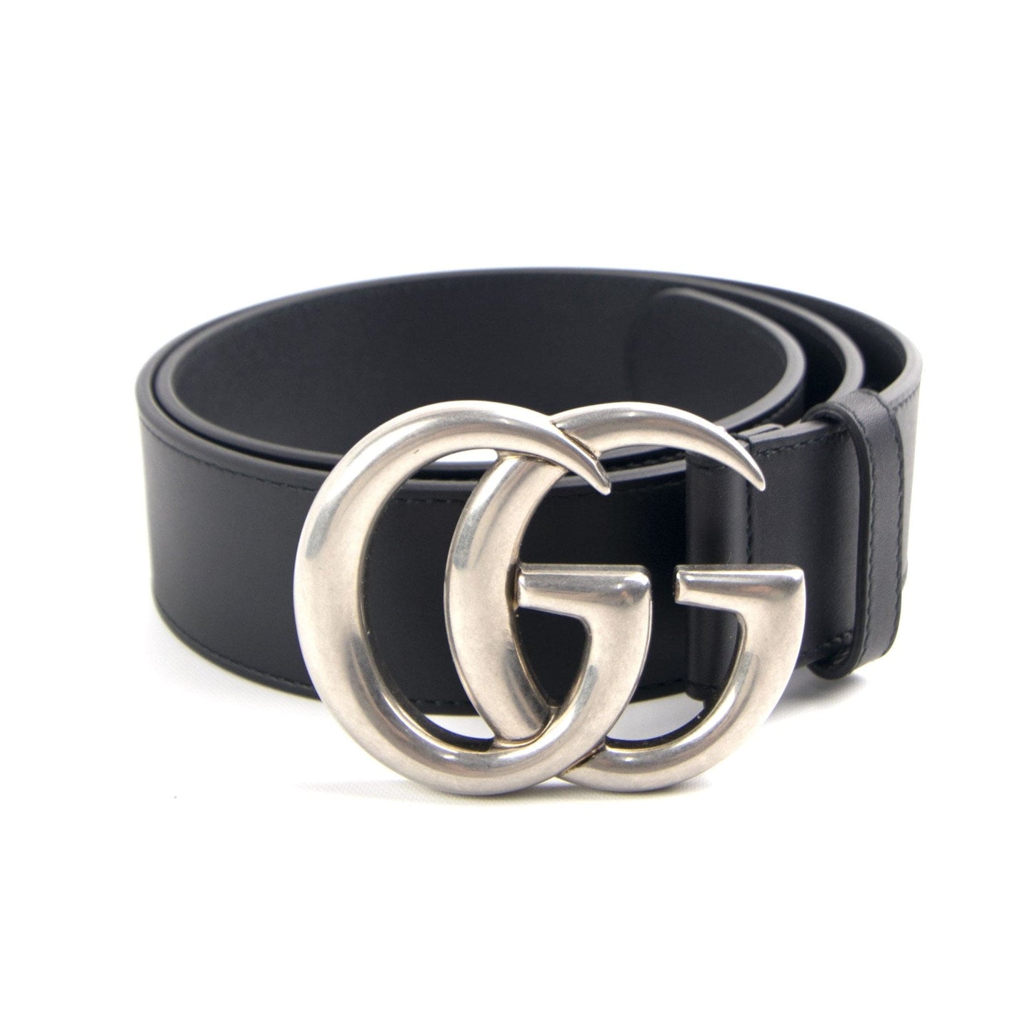 Gucci Leather Belt GG Buckle Black/Silver