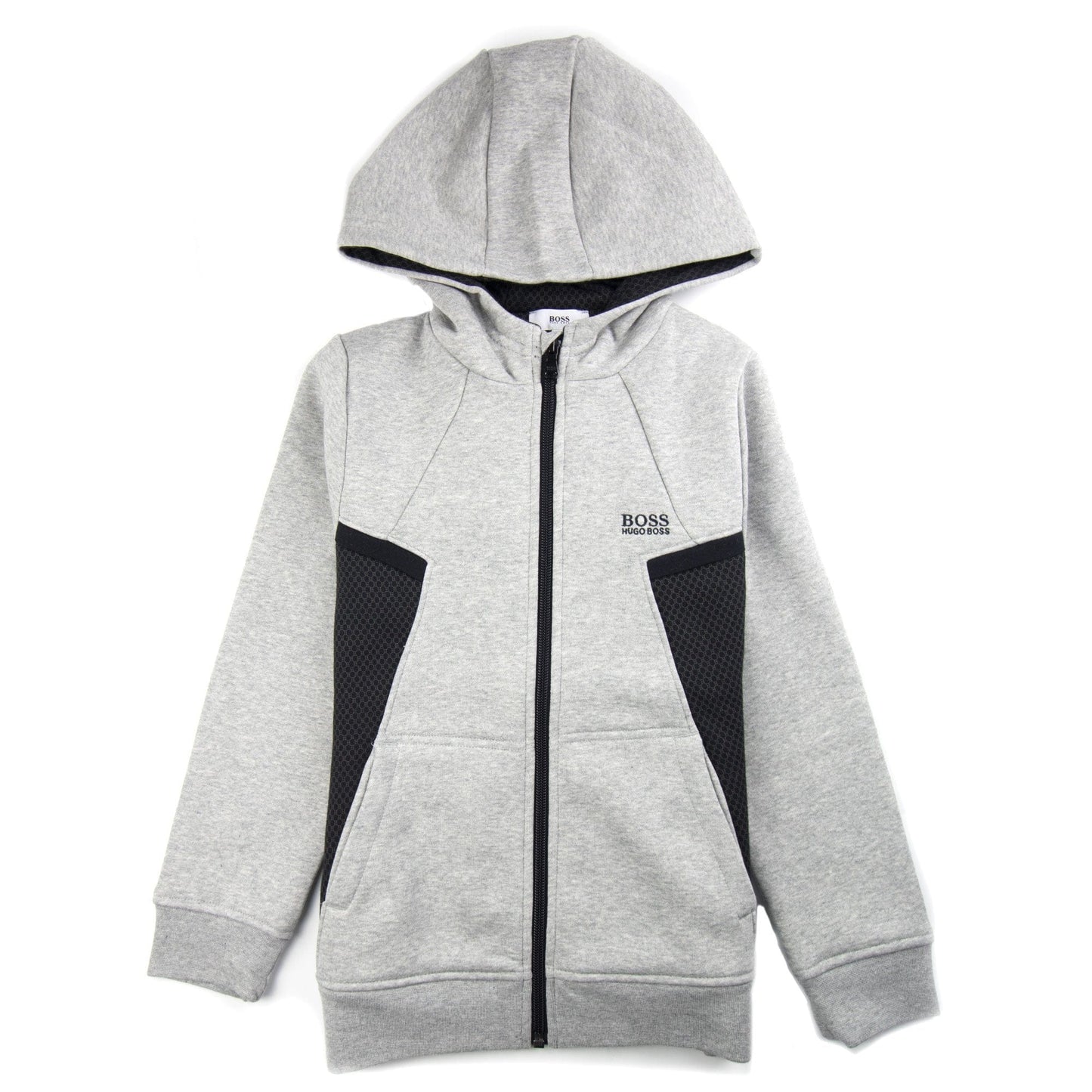 Hugo Boss Kids Rubber Logo Zip Up Hoody Grey/Black
