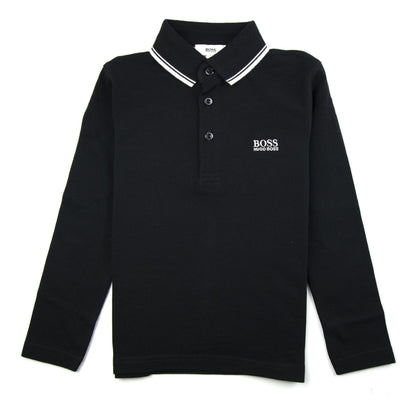 Hugo Boss Kids Tipped Long Sleeve Polo Black