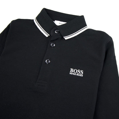 Hugo Boss Kids Tipped Long Sleeve Polo Black