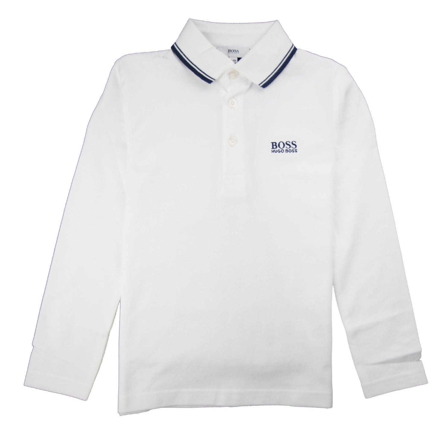 Hugo Boss Kids Tipped Long Sleeve Polo White