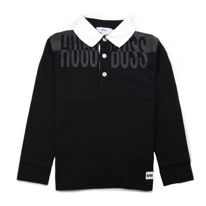 Hugo Boss Kids Chest Writing Long Sleeve Polo Black