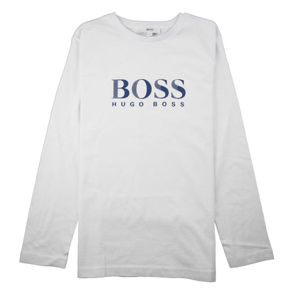 Hugo Boss Kids Chest Logo Long Sleeve T-Shirt White/Blue