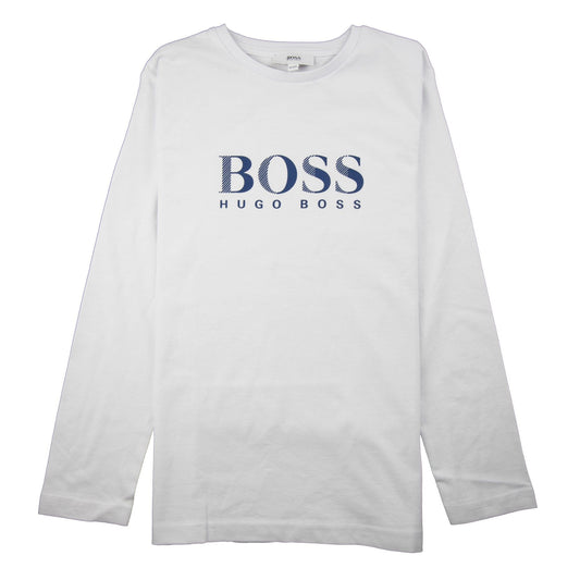 Hugo Boss Kids Chest Logo Long Sleeve T-Shirt White/Blue