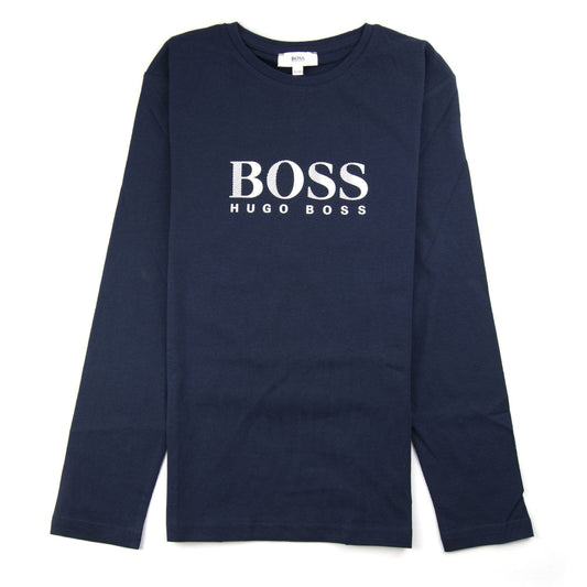Hugo Boss Kids Chest Logo Long Sleeve T-Shirt Navy