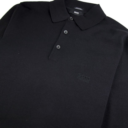 Hugo Boss Banet-B Long Sleeve Knitted Polo Black