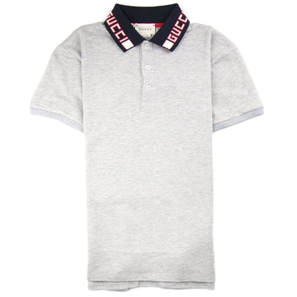 Gucci Junior Collar Logo Polo Shirt Grey
