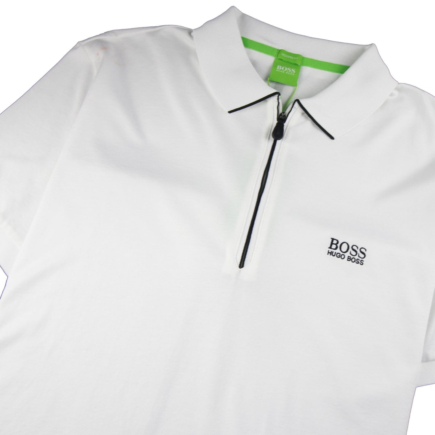 Hugo Boss Philix Zip Up Short Sleeve Polo White