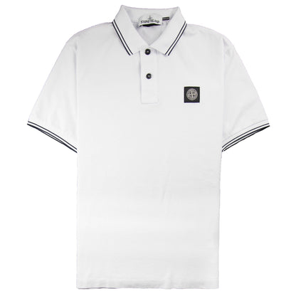 Stone Island Twin Tipped Short Sleeve Polo Shirt 'Regular Fit' White