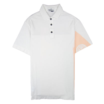 Stone Island Arm And Back Compass Logo Polo Shirt White