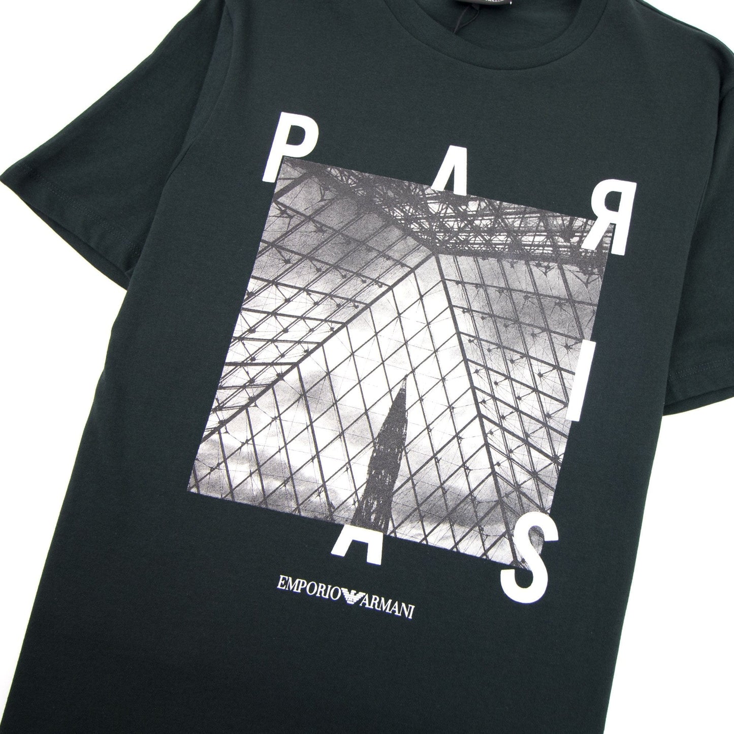 Armani Jeans City Logo Paris T-shirt Verde Scuro 0537
