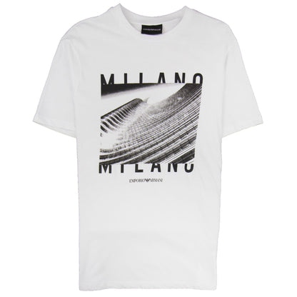 Armani Jeans City Logo Milano T-shirt Bianco Ottico 0100