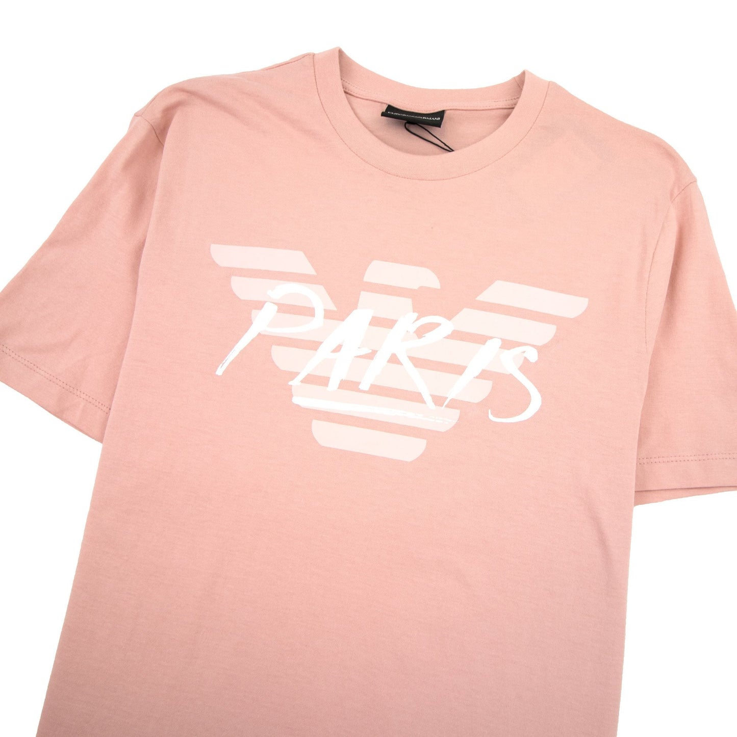Armani Jeans Eagle City Writing Paris T-shirt Rosa Polvere 0344