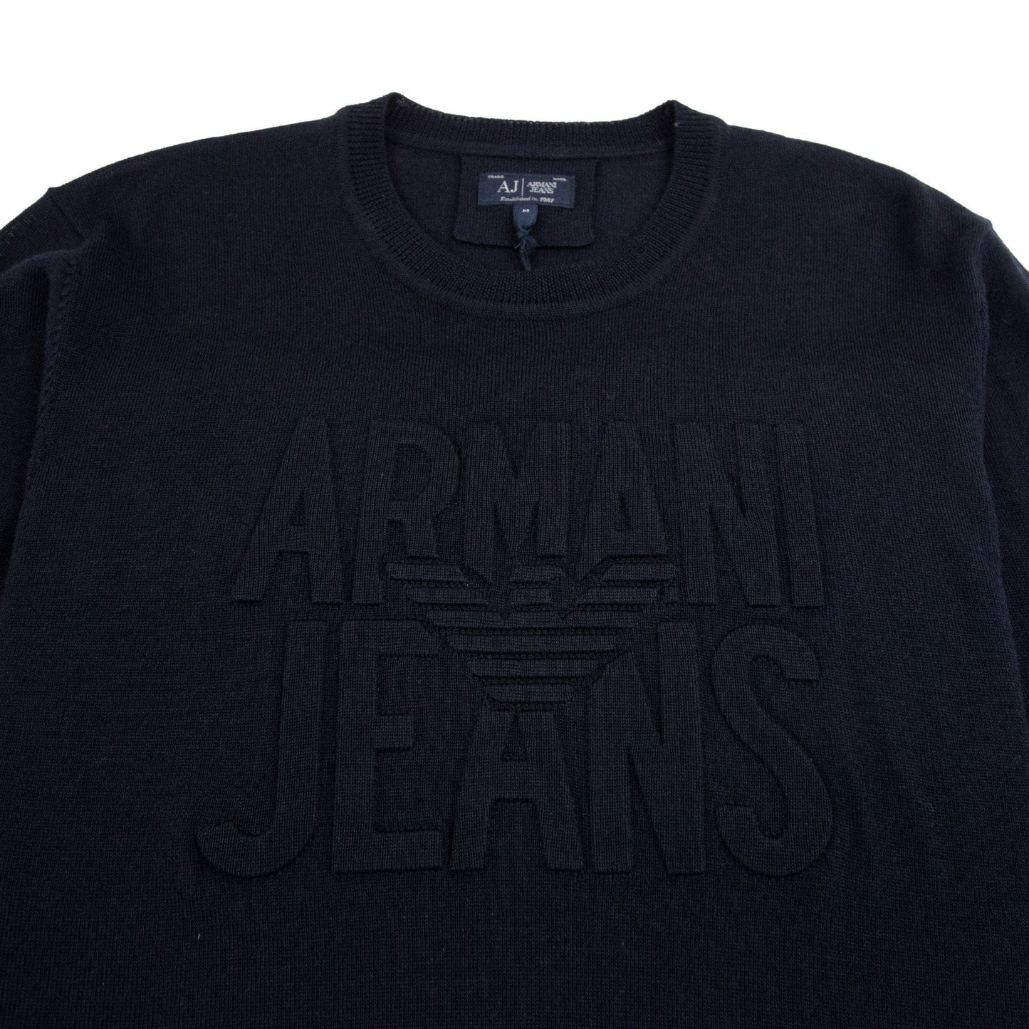 Armani Jeans Embossed Logo Lightweight Sweatshirt Blue