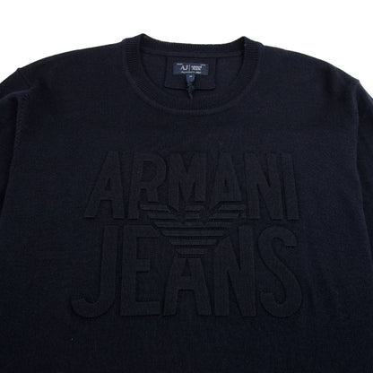 Armani Jeans Embossed Logo Lightweight Sweatshirt Blue