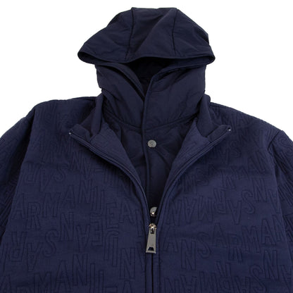 Armani Jeans Embossed Hoody Jacket Blue