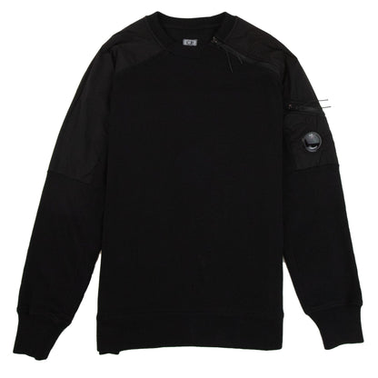 CP Company Nylon Mix Arm Lens Zip Sweatshirt Black 999