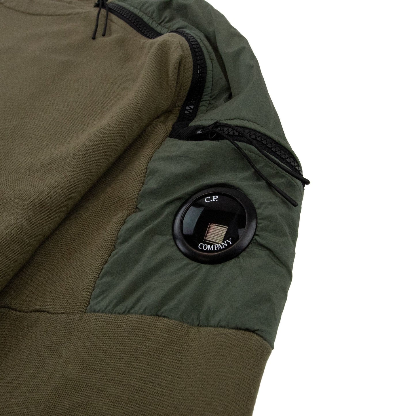 CP Company Nylon Mix Arm Lens Zip Sweatshirt Olive 672