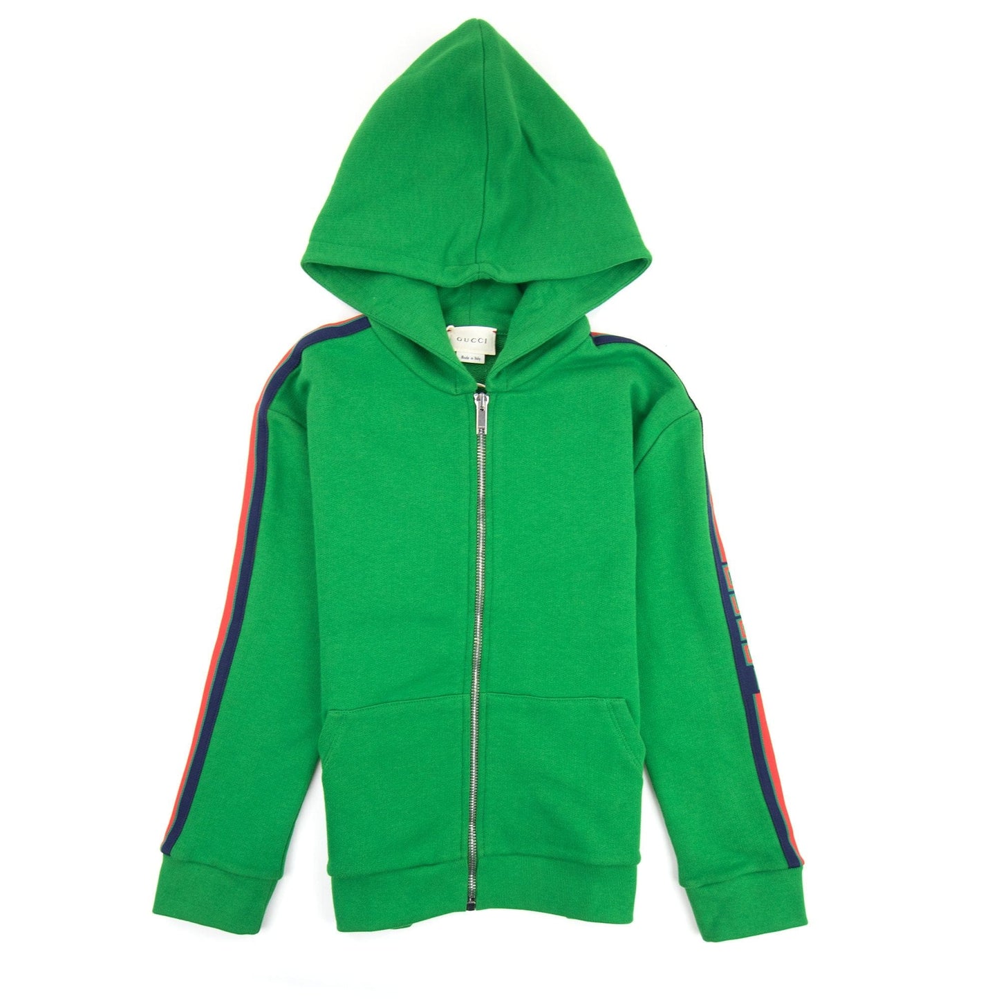 Gucci Junior Stripe Zip Up Hoody Green 3198