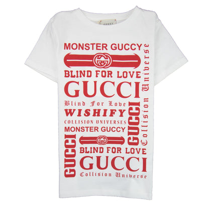 Gucci Junior Logomania Print T-Shirt Cream/Red 9250