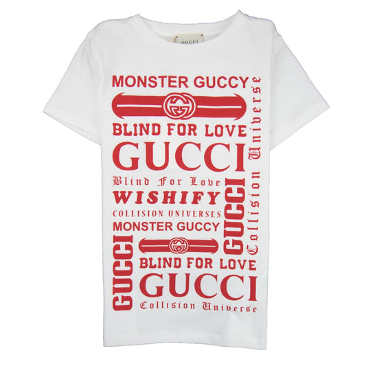 Gucci Junior Logomania Print T-Shirt Cream/Red 9250