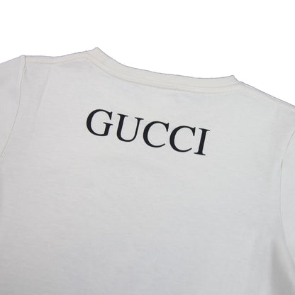 Gucci Junior Cheetah Logo Crew Neck T-shirt Cream 9247