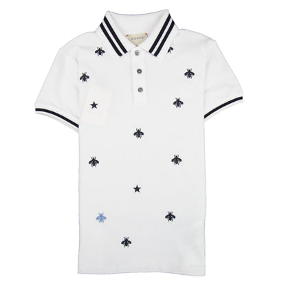 Gucci Junior Bees And Stars Polo Shirt White 9061