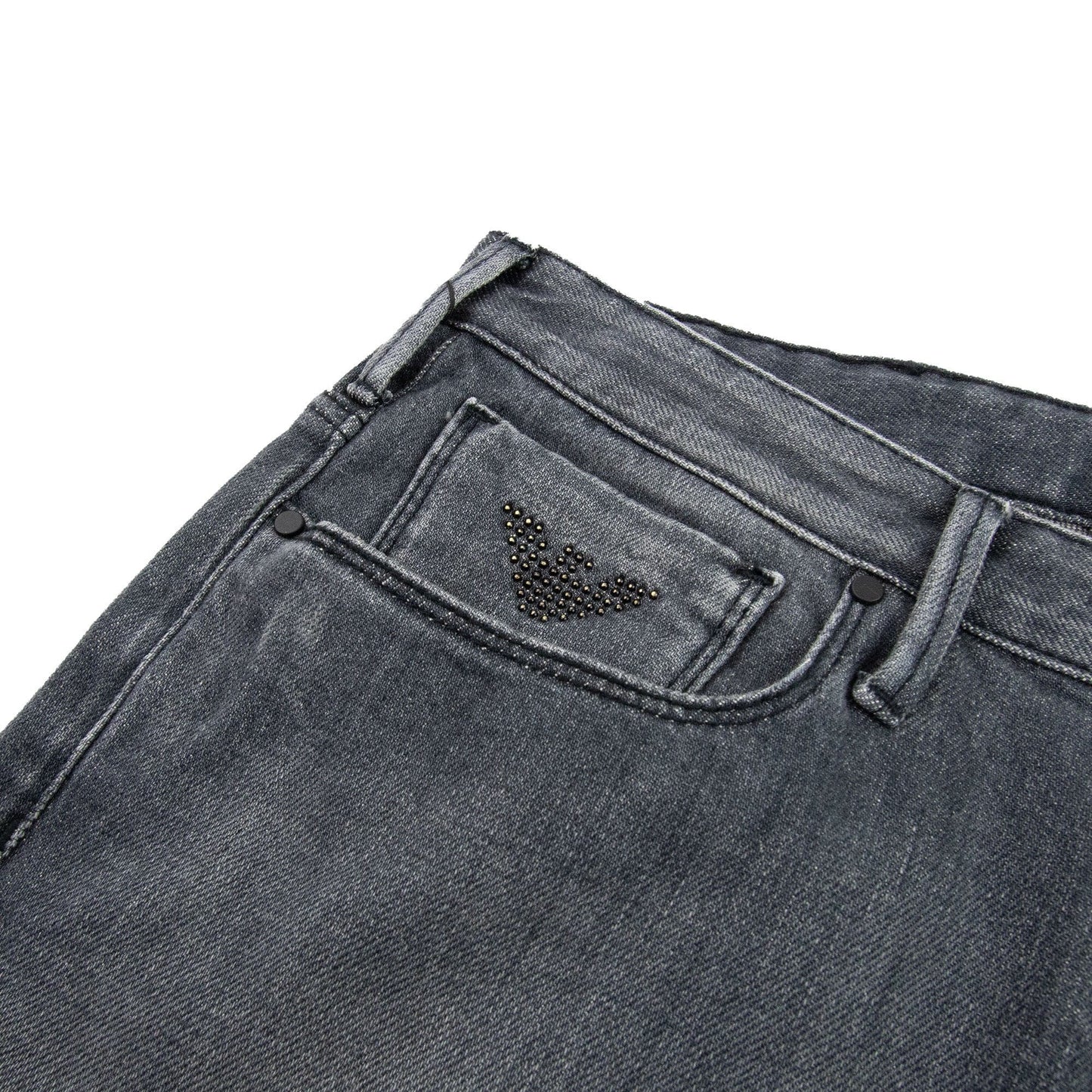 Emporio Armani Stud Logo 5 Pocket Pants Denim Nero 0005