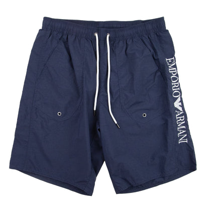 Emporio Armani Side Logo Swim Shorts Navy Blue
