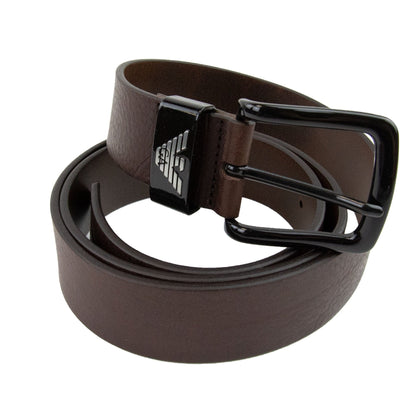 Emporio Armani Eagle Buckle Belt Dark Tan