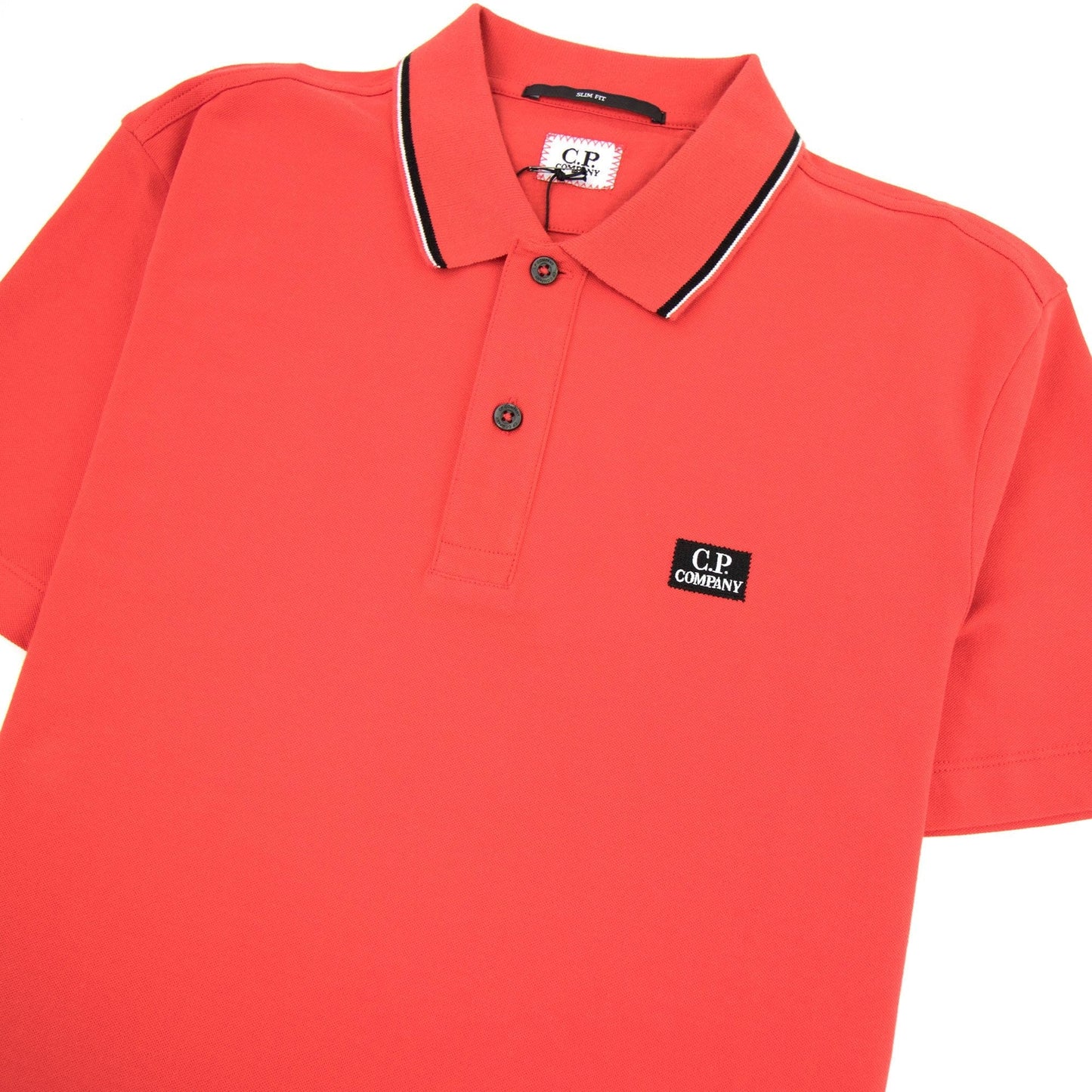 CP Company Polo Stripe Collar Red 547