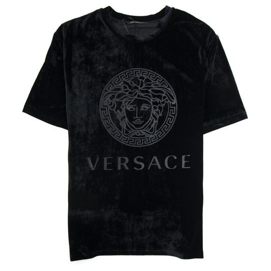 Versace Velour Medusa T-Shirt Black