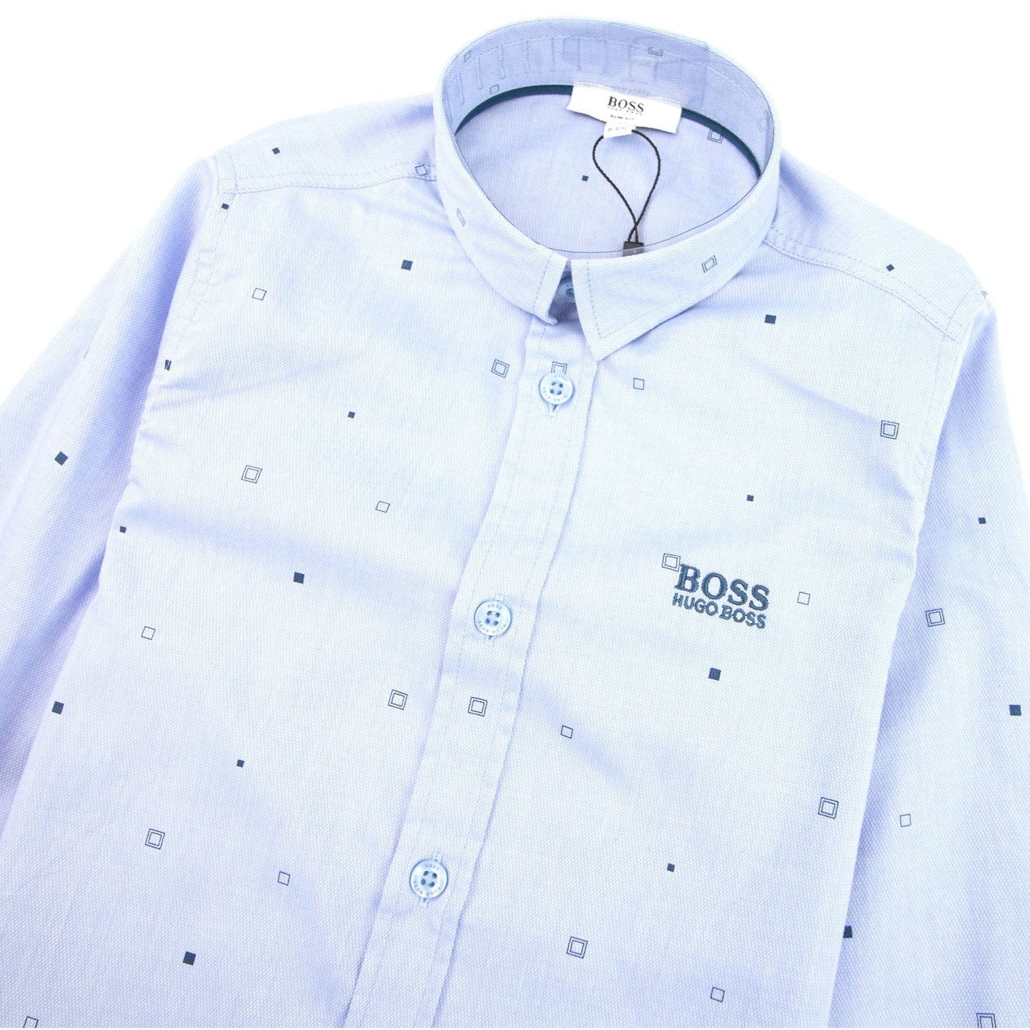 Hugo Boss Kids Geometric Long Sleeve Shirt Baby Blue