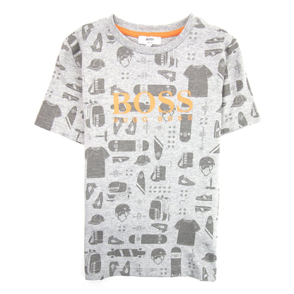 Hugo Boss Kids Skater Logo T-shirt Grey Marl