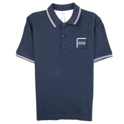 Hugo Boss Kids Square Logo Short Sleeve Polo Navy