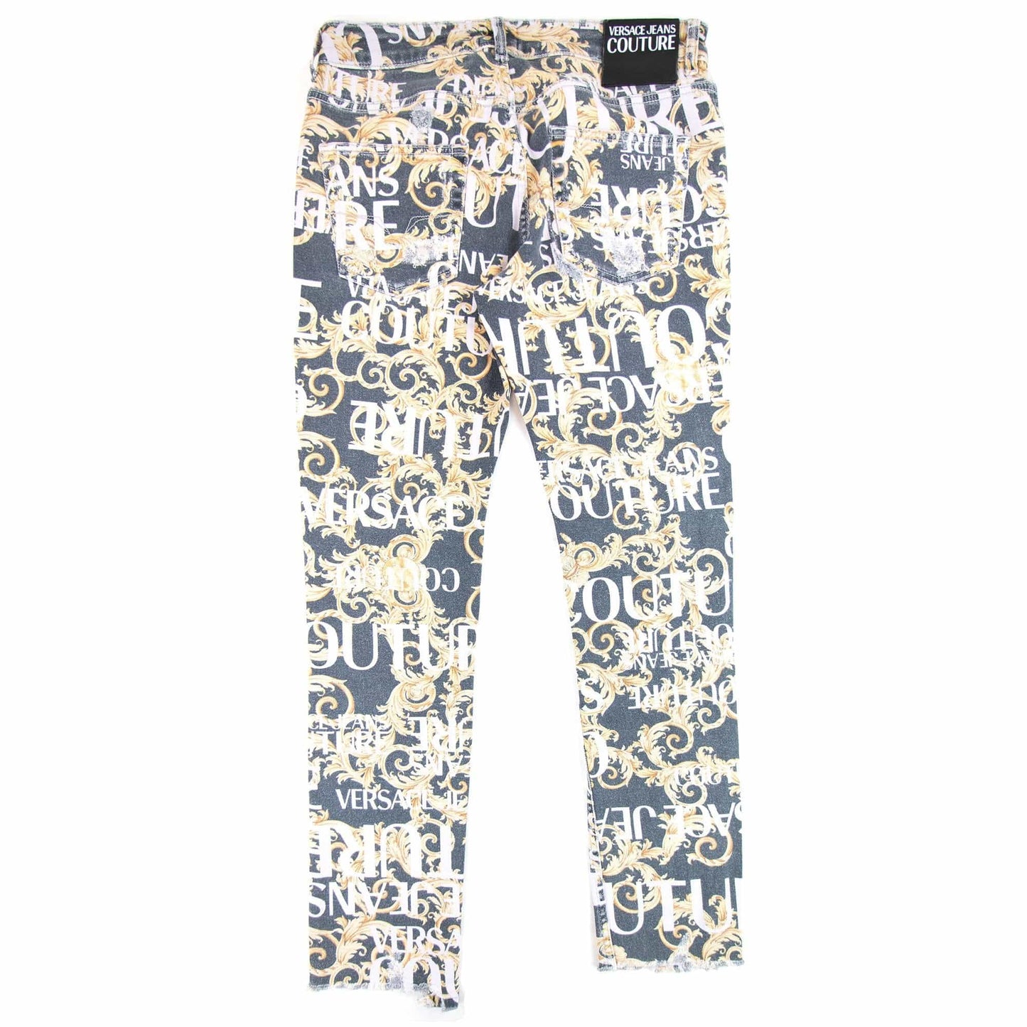 Versace Jeans Couture Logo Baroque Print Skinny Fit Jeans Black