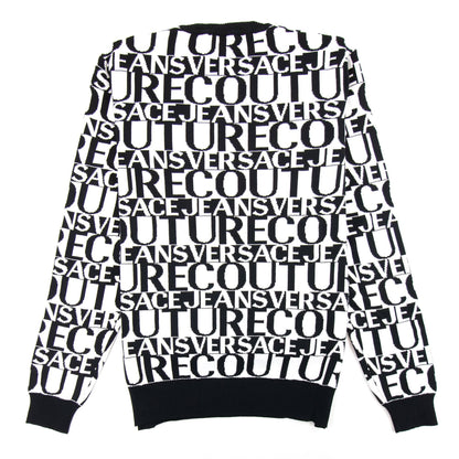 Versace Jeans Couture All Over Print Crew Neck Letter Jumper White/black