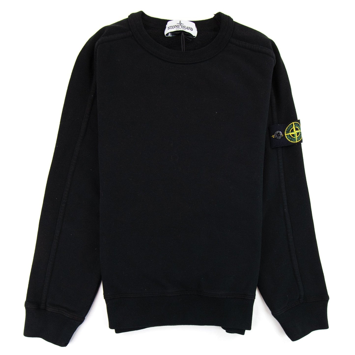 Stone Island Junior Patch Logo Crew Neck Sweatshirt Black V0029