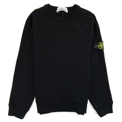 Stone Island Junior Patch Logo Crew Neck Sweatshirt Black V0029